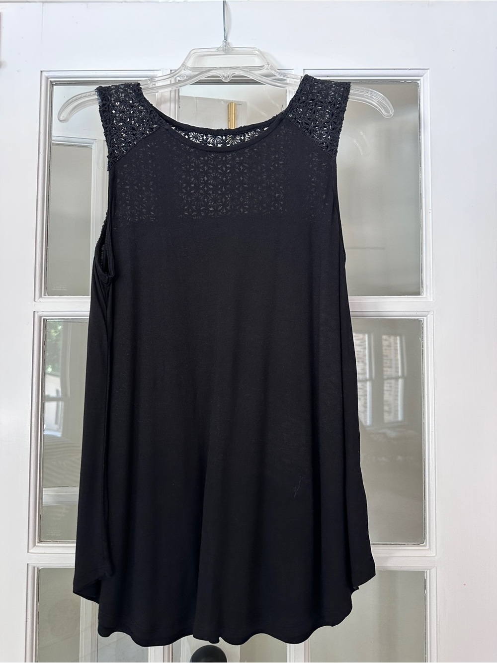 Old Navy Black Crochet Yoke Tank Top